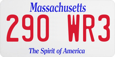 MA license plate 290WR3