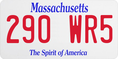 MA license plate 290WR5