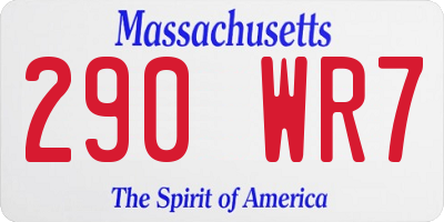 MA license plate 290WR7