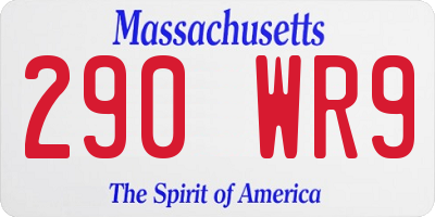MA license plate 290WR9