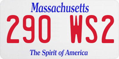 MA license plate 290WS2