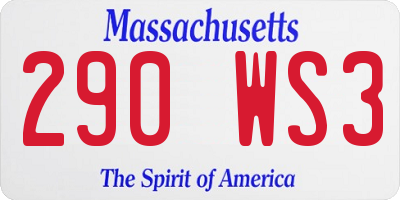 MA license plate 290WS3