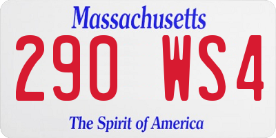 MA license plate 290WS4