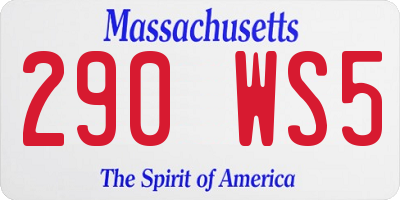 MA license plate 290WS5