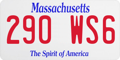 MA license plate 290WS6