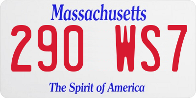 MA license plate 290WS7