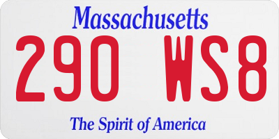 MA license plate 290WS8