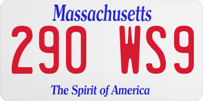 MA license plate 290WS9