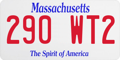 MA license plate 290WT2