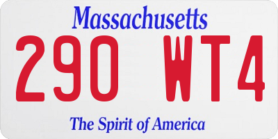 MA license plate 290WT4
