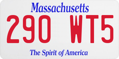 MA license plate 290WT5