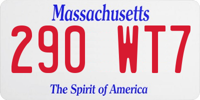 MA license plate 290WT7