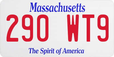 MA license plate 290WT9
