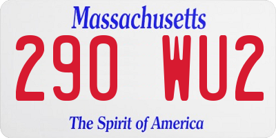 MA license plate 290WU2