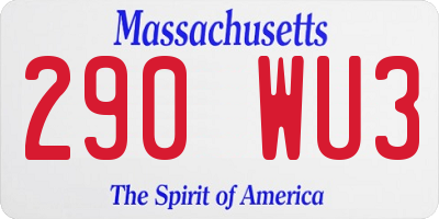 MA license plate 290WU3