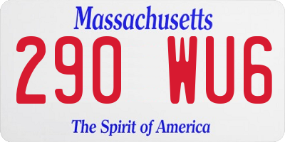 MA license plate 290WU6