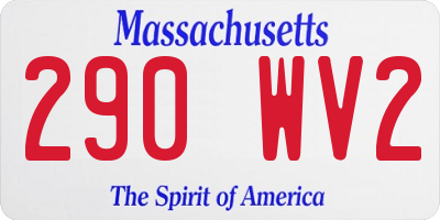MA license plate 290WV2
