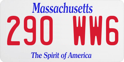 MA license plate 290WW6