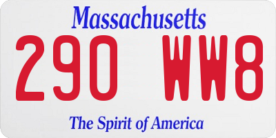 MA license plate 290WW8