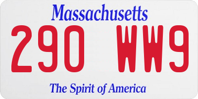 MA license plate 290WW9