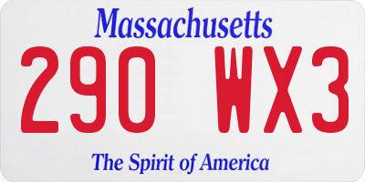 MA license plate 290WX3
