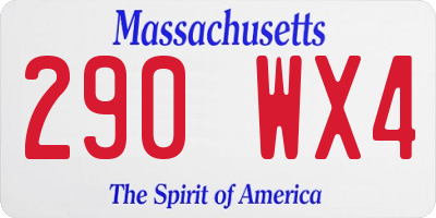 MA license plate 290WX4