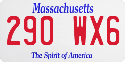 MA license plate 290WX6