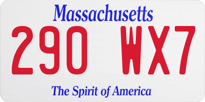 MA license plate 290WX7