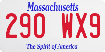 MA license plate 290WX9