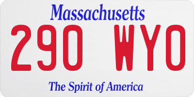 MA license plate 290WY0