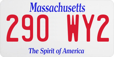 MA license plate 290WY2