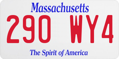 MA license plate 290WY4