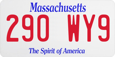 MA license plate 290WY9