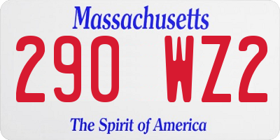 MA license plate 290WZ2