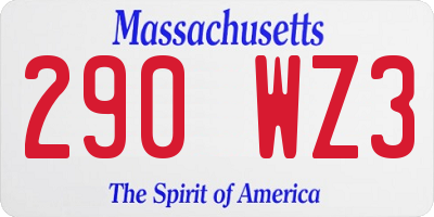 MA license plate 290WZ3