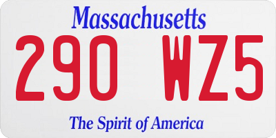 MA license plate 290WZ5