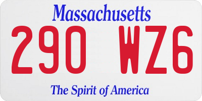MA license plate 290WZ6