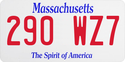 MA license plate 290WZ7