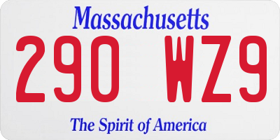 MA license plate 290WZ9