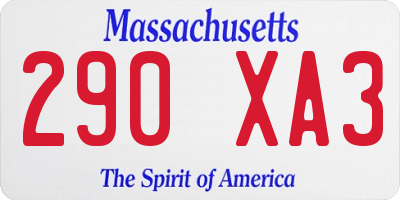 MA license plate 290XA3