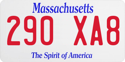 MA license plate 290XA8