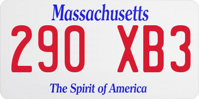 MA license plate 290XB3