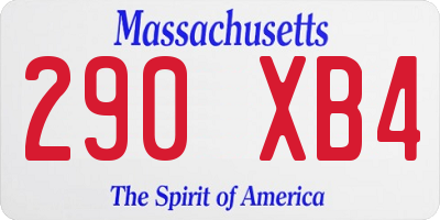 MA license plate 290XB4