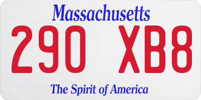 MA license plate 290XB8
