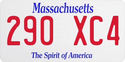 MA license plate 290XC4