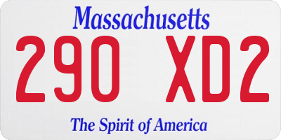 MA license plate 290XD2