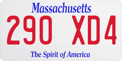 MA license plate 290XD4