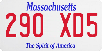 MA license plate 290XD5