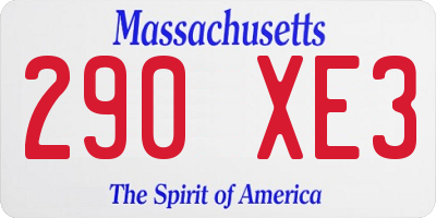 MA license plate 290XE3