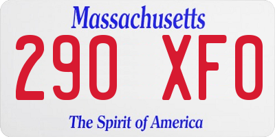 MA license plate 290XF0